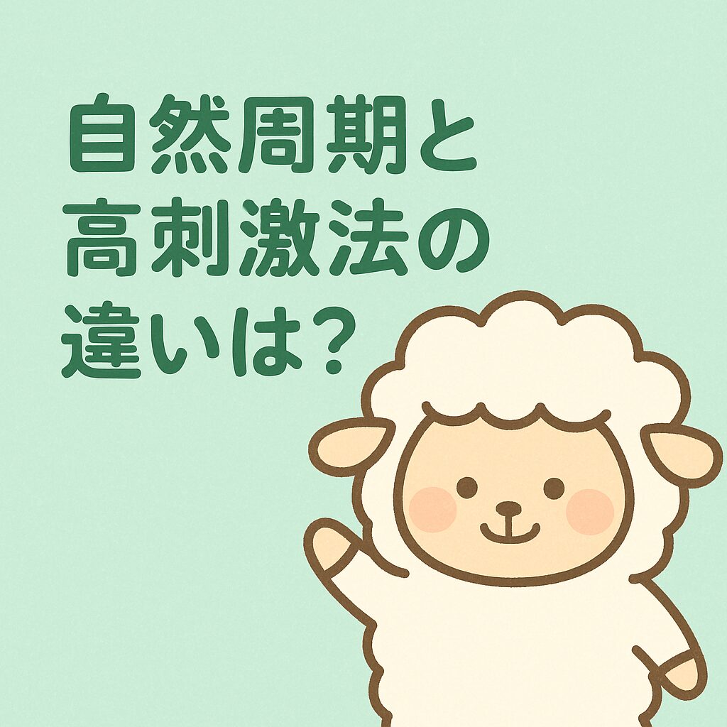 かわいい羊のイラストと「自然周期と高刺激法の違いは？」という文字が入った画像